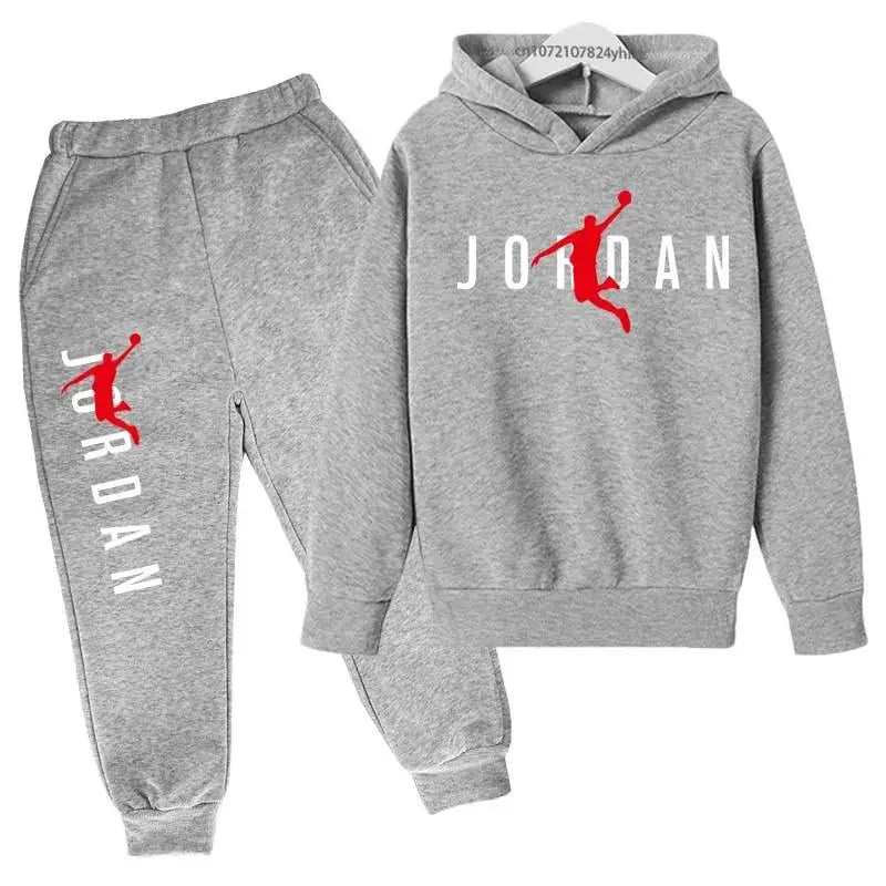 Boys Basketball Player Print 2Pcs Tracksuit Kids Hoodie + Jogger Pants Set Children Spring Autumn Casual Sports Outfit