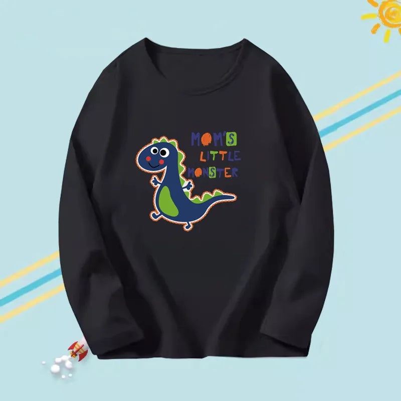 Kids Long Sleeve T-shirts Casual Boy Spring Autumn Base Tee Tops Big Boy Music Fashion T-shirts