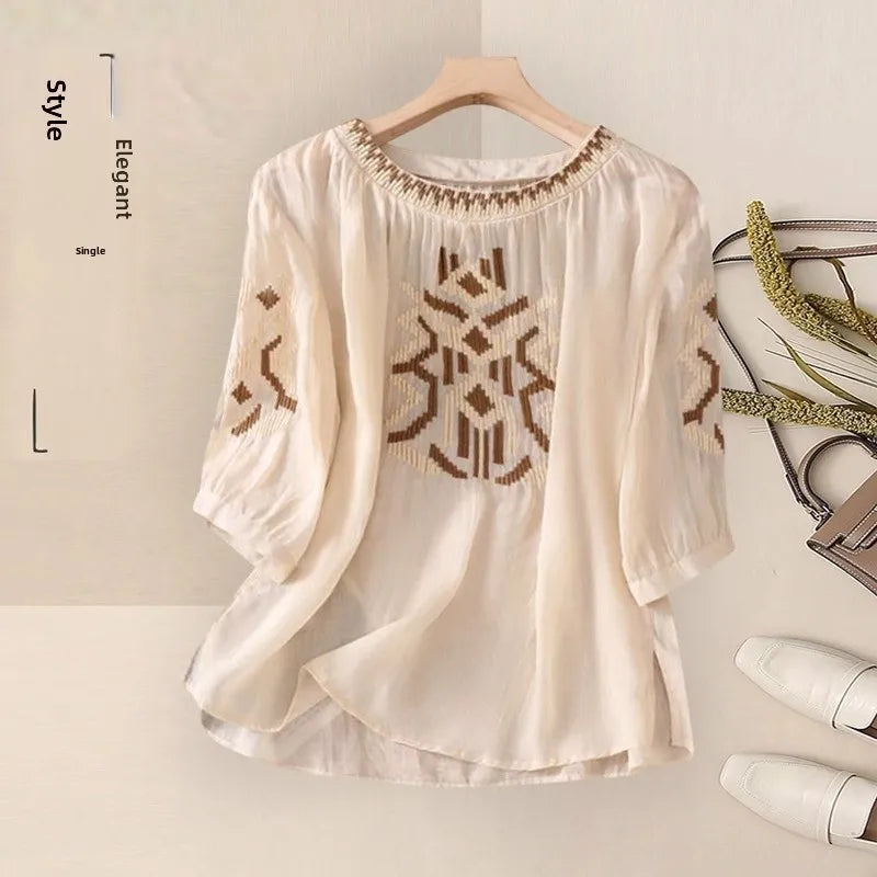 Fashionable Retro Linen Top And Pants Set for Women High End Cotton Linen Two Piece Suit Summer New Arrival Elegant Momwear