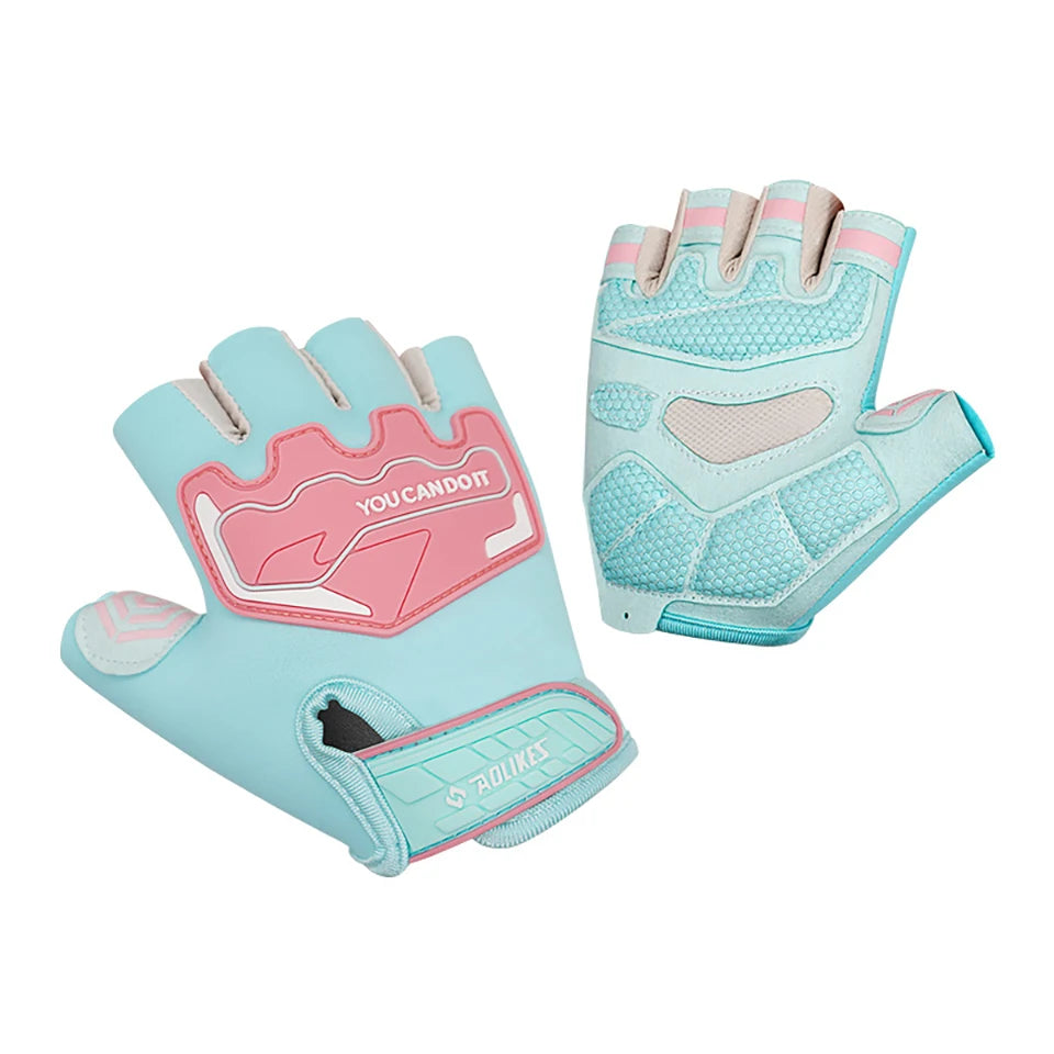 AOLIKES Kids Cycling Gloves Half Finger Skate Child Mountain Bike Bicycle Gloves Sports Gloves for Boys and Girls Children