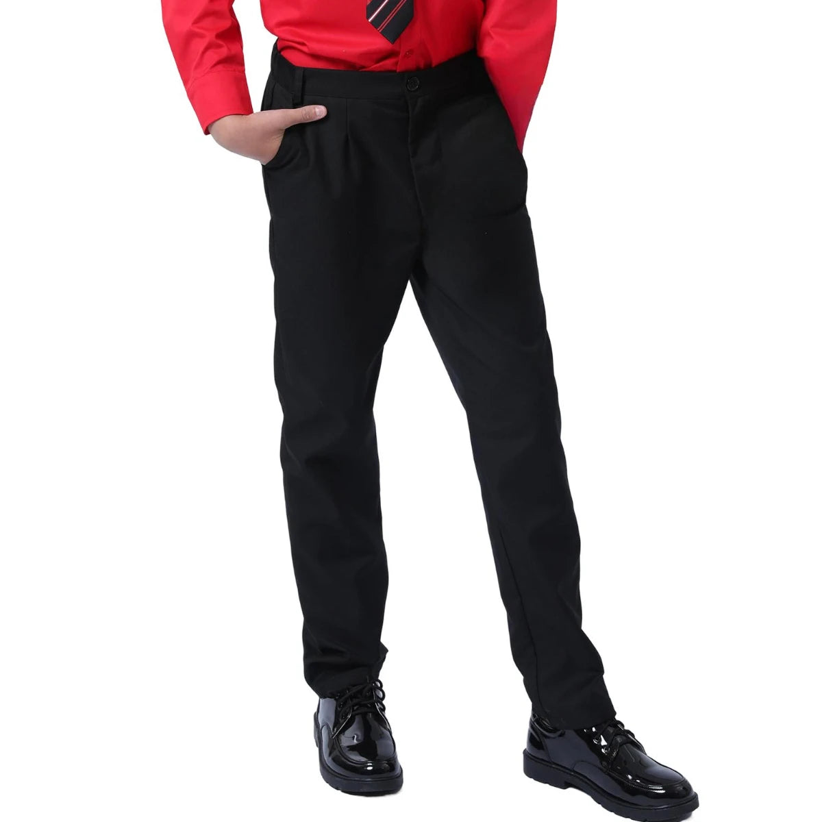 Kids Pants Boys Black School Uniforms Teenagers Formal Adjustable Waist Trousers Children Navy Blue Grey Birthday Gift Clothes