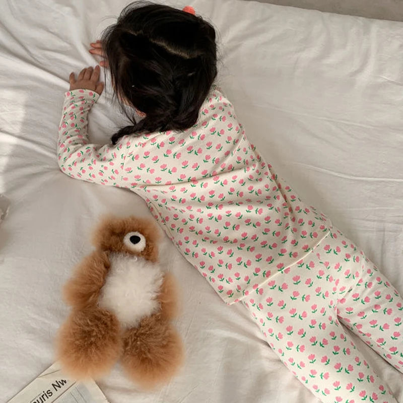 Children Home Clothing Set 2-8 Year Old Girls Fashionable German Velvet Pajamas Autumn and Winter Two Piece Set of Warm Pajamas