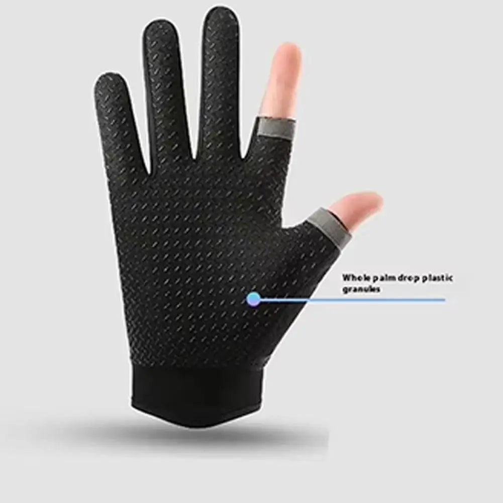 Men Fishing Gloves Women Two Finger Cut Male Touchscreen Angling Anti-Slip Sun-Proof Breathable Cycling Fitness Gloves