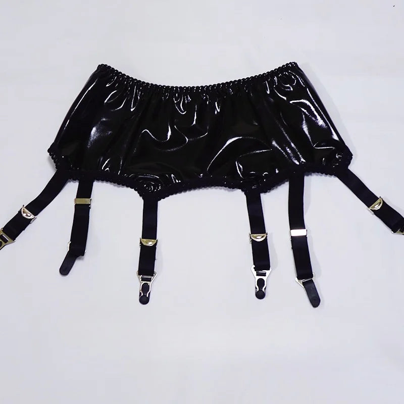 Women Faux Leather Garters Back Clasp Punk Elastic Goth Garter Belt Party Clubwear Night Club High Waist Suspenders Costumes