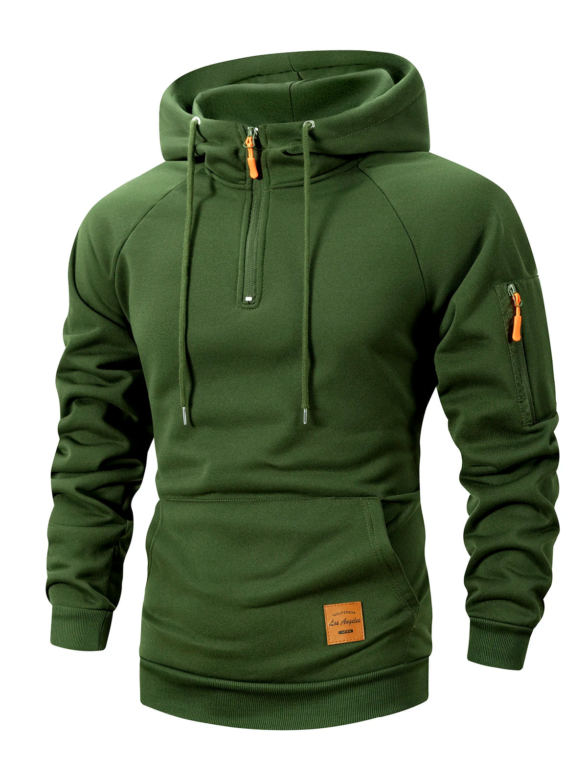 Men's Half Zipper Casual Hooded Collar Drawstring Hoodies Running Warm Sweatshirt Long Sleeve Outdoor Streetwear Fleece Pullover