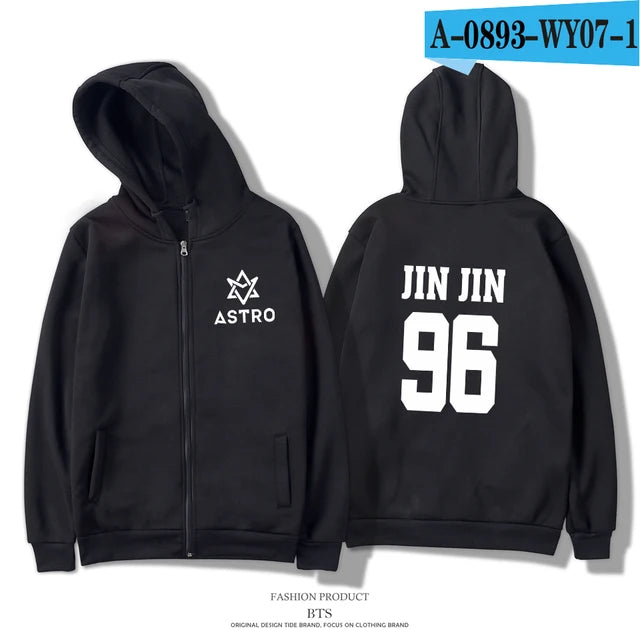 Kpop ASTRO STAR Group Printed Hoodies Moletom Harajuku Sweatshirt Casual Zipper Hoodie Streetwear Jacket Men/Women Clothing