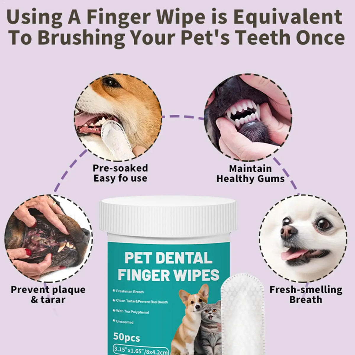 Pet Clean Products Disposable Finger Toothbrush Pet Teeth Cleaning Finger Covers Wet Wipes Dog And Cat Orals Cleaning