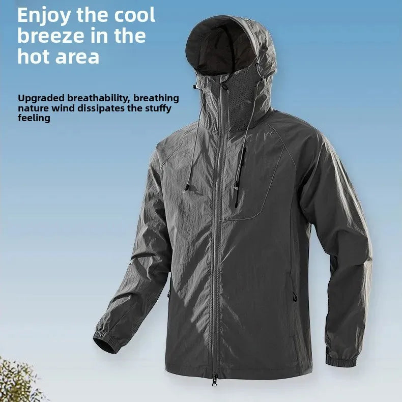 Original Yarn Sun Protection Clothing Ice Silk Outdoor Men's Anti-Uv Skin Shirt Summer Heatstroke Prevention Clothing