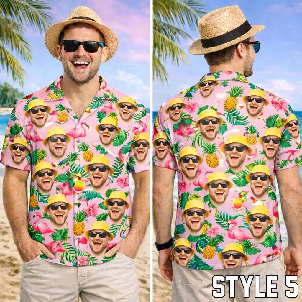 New Custom Face Hawaiian Shirt, Funny Summer Beach Shirt, Personalized Tropical Vacation Party, Gift for Men Dad Husband