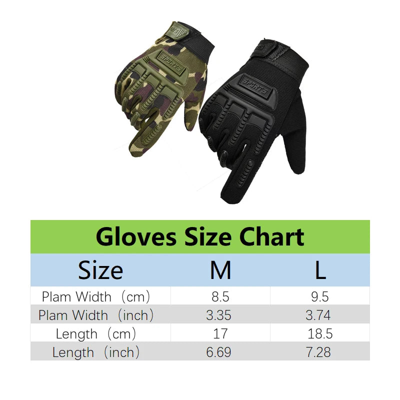 Children Gloves Cycling Boys Tactical Full Finger Gloves Camo Four Seasons Girls 2 to 7 Years Old Kids Anti-Slip Climbing Gloves