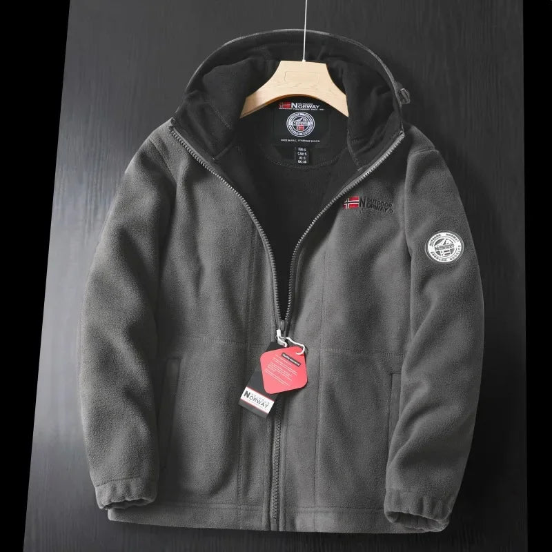 2025 Hot Selling Norway Cold Resistant Warm Thick Double-layer Hooded Fleece Winter Plus Fleece Men's and Women's Same Size