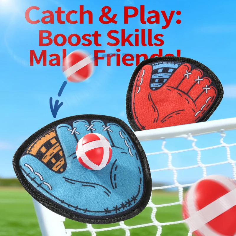 Kids Baseball Glove 3–12Y Beginner Soft Leather Non‑Slip; Red/Blue/Green; 2 Velcro Balls; Outdoor/Kinder; Boys & Girls; Christ