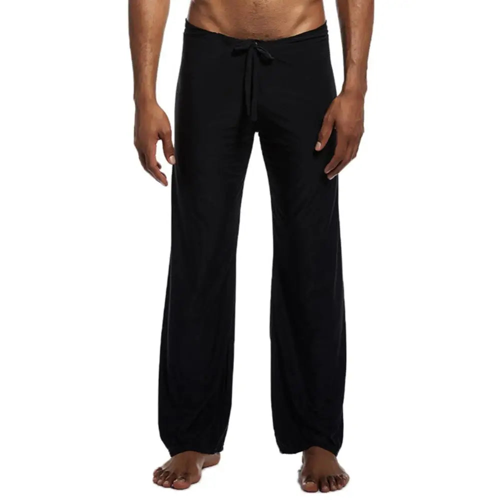 Running Yoga Trousers Men Casual Yoga Pants Solid Color Low-waisted Drawstring Loose Pants Sports Fitness Straight Trousers