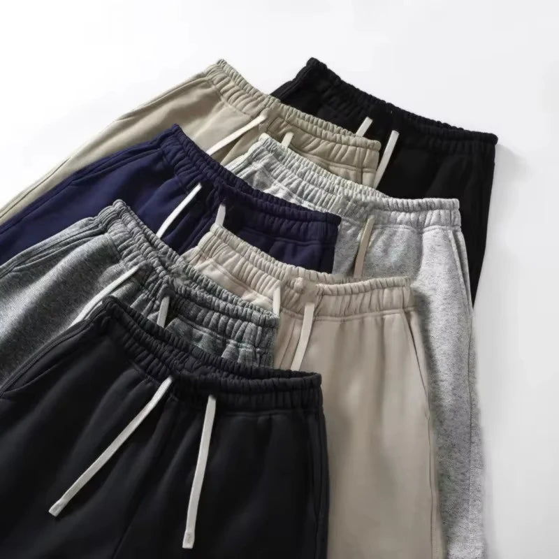 Men's Sports Shorts Four Seasons Fitness Loose Pure Black Knitted Cotton Casual Shorts Streetwear gym shorts