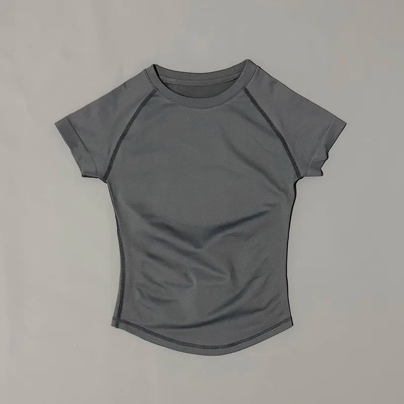 Women Sports T-Shirt Round Neck Short Sleeve Breathable Stretchy Tops Gym Fitness Yoga Running Workout Casual Athletic Shirts
