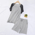 Summer Casual Pajamas Sets for Men Fashion Patchwork Comfort Modal Cotton Short Sleeve Shorts Home Two Pieces Men Sleepwear Suit