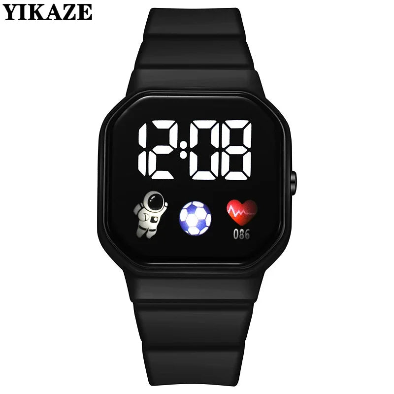 YIKAZE Cartoon LED Digital Kids Watch Fashion Sports Electronic Watch for 3-5 years old Boys and Girls Silicone Gift Watch