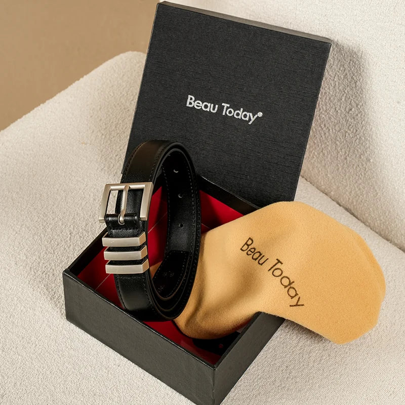 BEAUTODAY Belts Women Full Grain Leather Versatile Solid Color Metal Buckle 2024 Ladies Accessories Handmade 91055