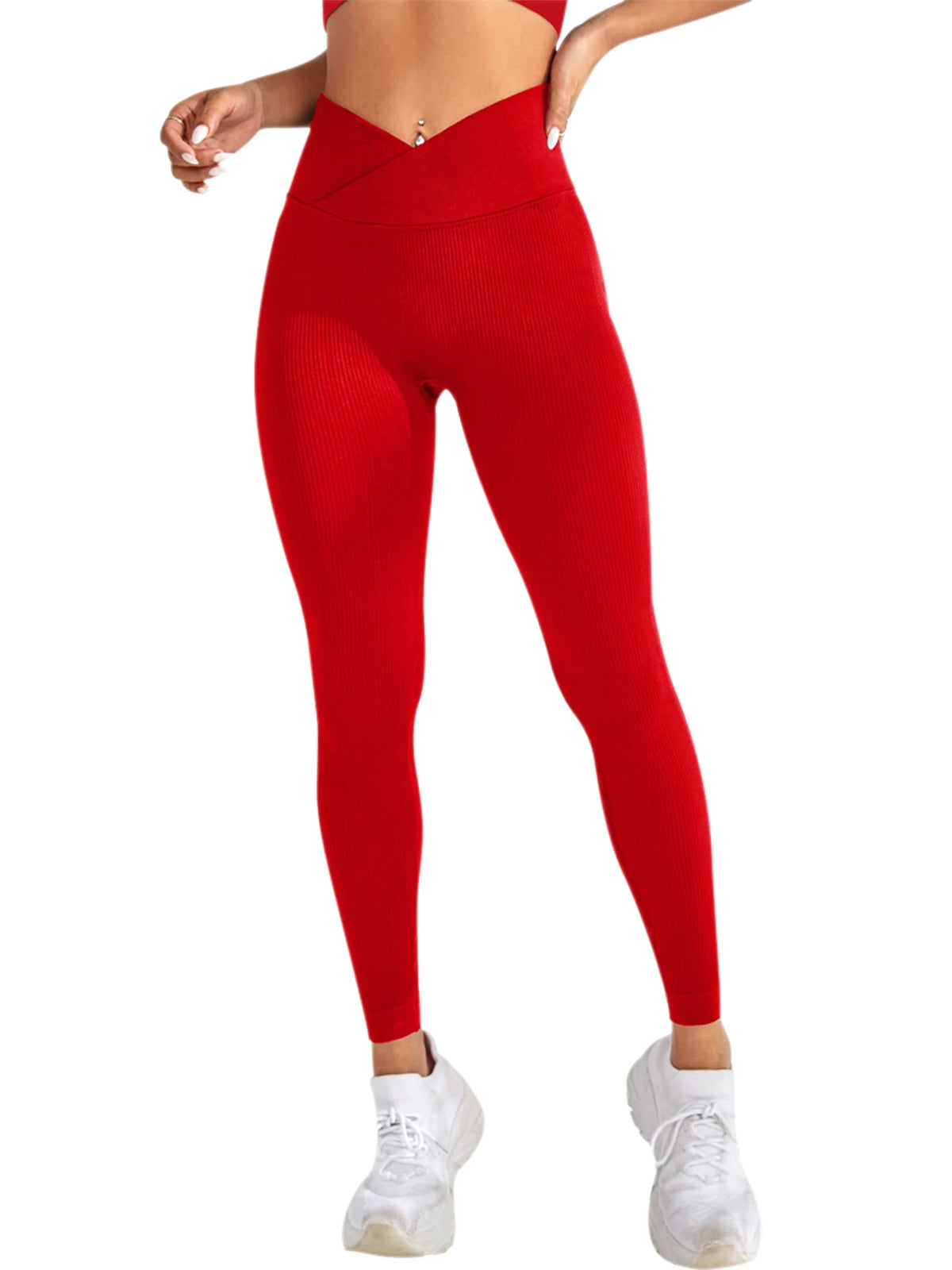 Women's Leggings Workout Cross Waist Elastic Bubble Butt Fitness Seamless Yoga Sports Tight Pants