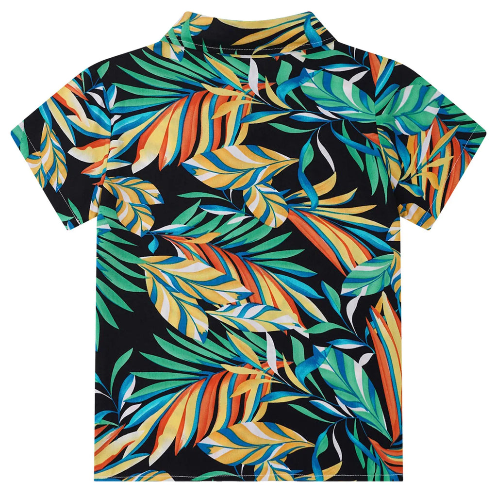 Kids Boys Hawaiian Shirts Tropical Graphic Print Short Sleeve Shirt Casual Turn-Down Collar Tee Tops for Vacation Beach Holiday