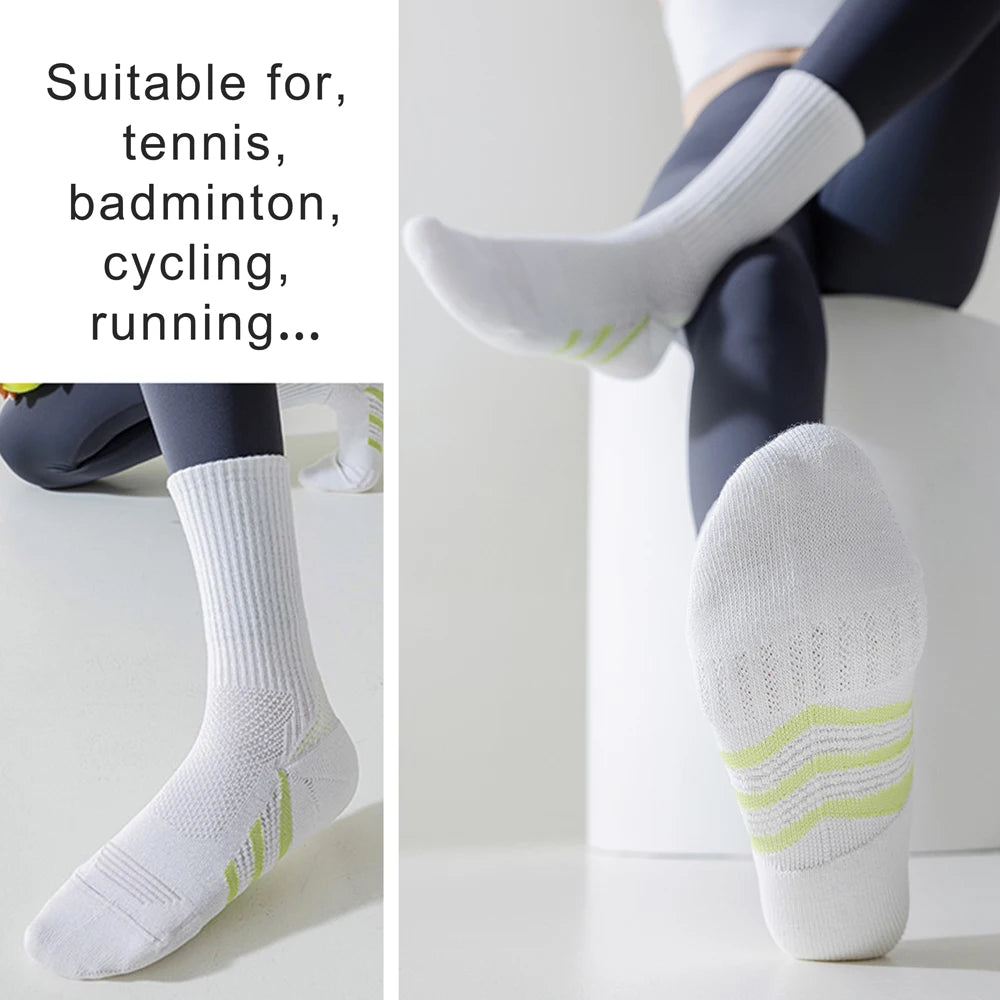 Casual Sports Socks Professional Sweat Absorbing Knee High Athletic Socks Cushioned Breathable Badminton Tennis Fitness Socks