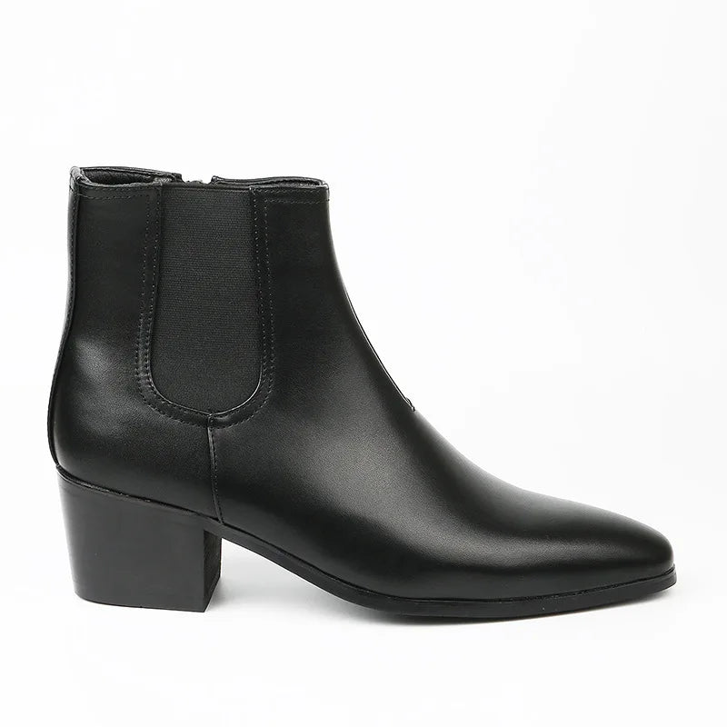Men's Shoes Fashion High Heels Short Boots Chelsea Boots for Men High Top Platform Boots Height Increase Shoes Botas Para Hombre