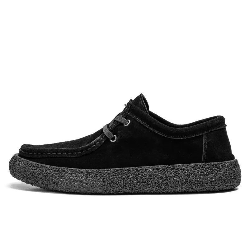 Fashion Loafers for Men's Suede Leather Casual Shoes Lace-up Men Light Comfortable Driving Flats Mens Outdoor Oxfords Shoes