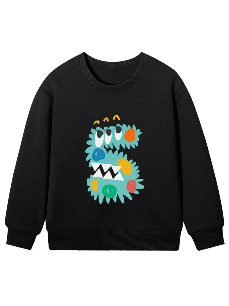 cute Boys sweatshirt Children winter clothing 2026 New cotton fun print long sleeves Kids pullover Cartoon letter Hoodie sweater