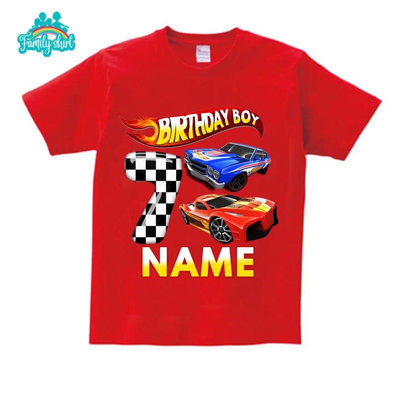 Kids Racing Birthday T Shirt 5 Year Old 2nd T Shirt Kids Shirts for Children Party BOYS Summer Custom Name Toddler Baby T Shirts