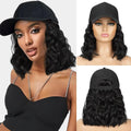 Hat Wig for Women Wig Cap with Curly Hair Extensions Hat with Hair Wave Adjustable Baseball Hat Synthetic Wigs