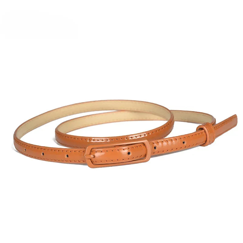 Children Candy Color Belts 1.2cm Super-thin PU Waistbands Simple Solid Color Casual Belts Girl Apparel Accessories