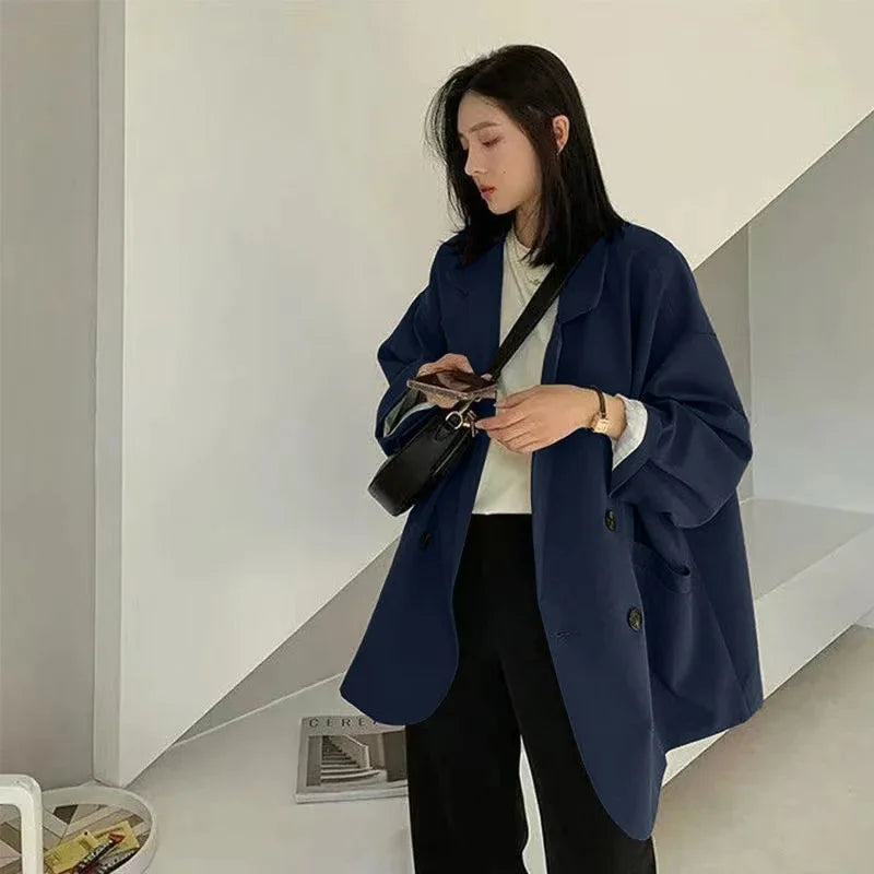 New Arrived 2025 Blazer Women Solid Long-sleeved Korean Style Loose Fashion Casual Suit Woman