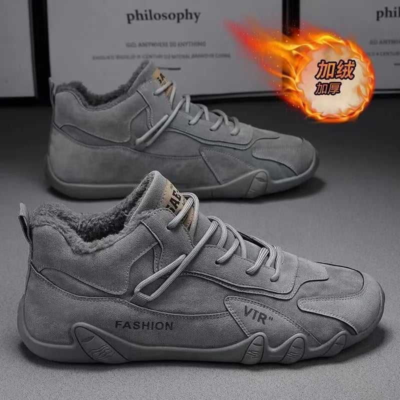 Ankle Boots for Men Casual Plush Warm Snow Boots Winter Sneaker Non Slip Work Shoes Men Motorcycle Short Boots Zapatillas Hombre