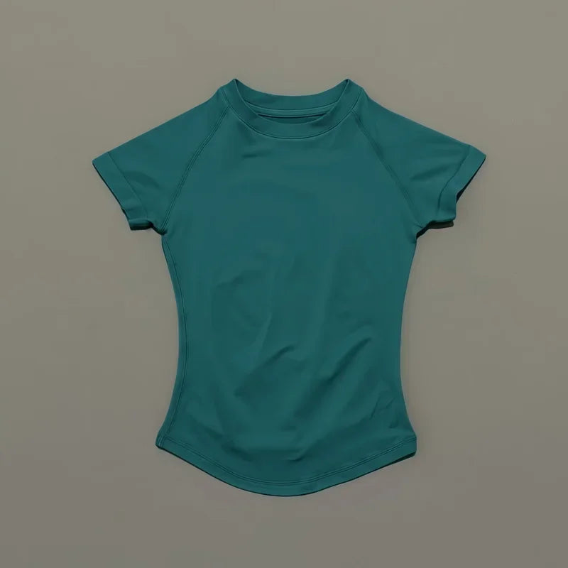 Women Sports T-Shirt Round Neck Short Sleeve Breathable Stretchy Tops Gym Fitness Yoga Running Workout Casual Athletic Shirts