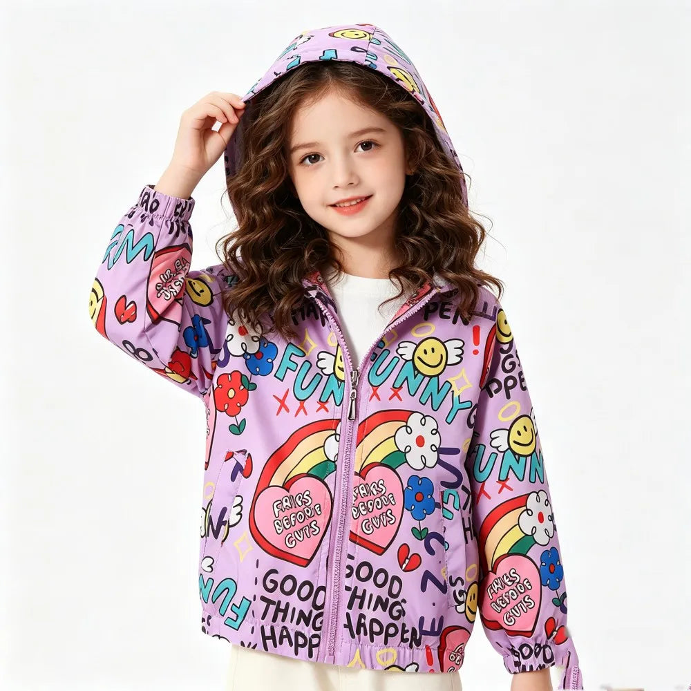 Kids Jackets for Girls Clothes 2 to 3 4 5 6 7 8 9 Years Cute Waterproof Children Coats Toddler Girl Outerwear Korea Unicorn Tops