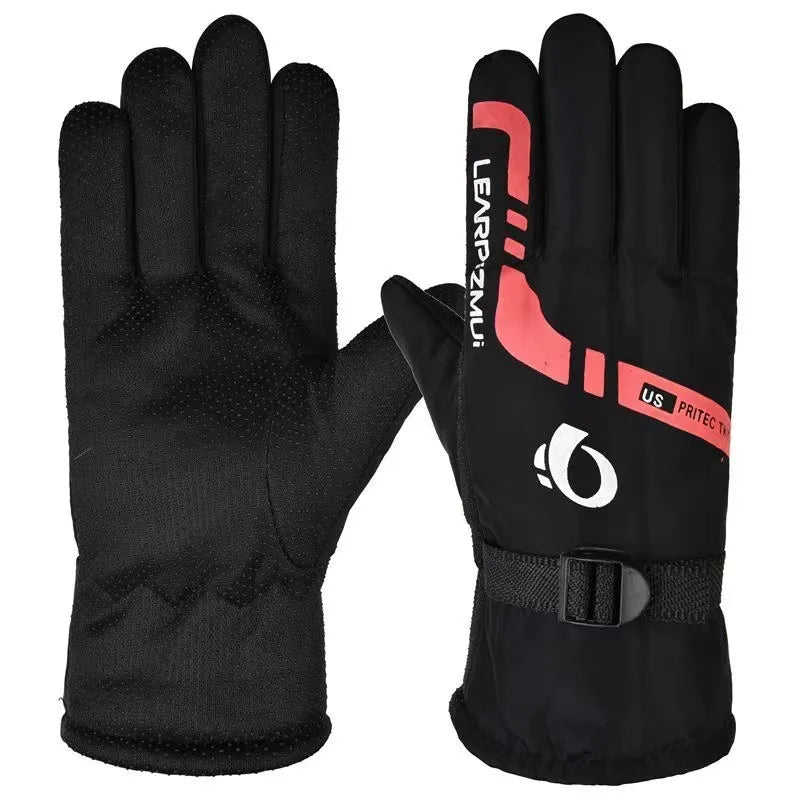 Leather Gloves for Men in Winter, Warm and Cold Resistant, Cycling Waterproof, Touch Screen, Motorcycle Windproof Gloves