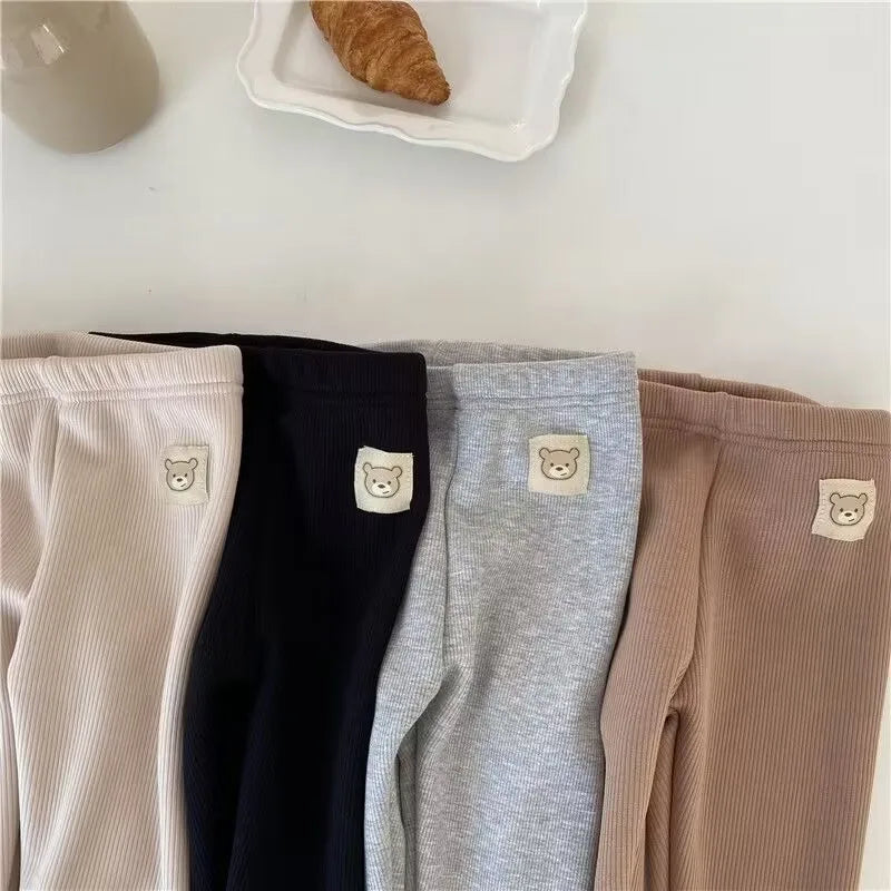 Kids Boys Pants Autumn Winter Thick Warm Girls Leggings Solid Color Children's Pant Kids Clothes