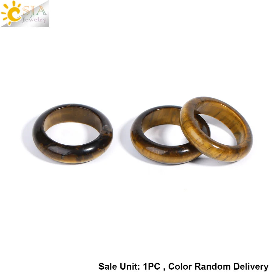 Gem Stone Crystal Band Rings for Men Natural Pink Stone Quartz Red Agates Jaspers Dainty Finger Jade Ring Women Jewelry H474