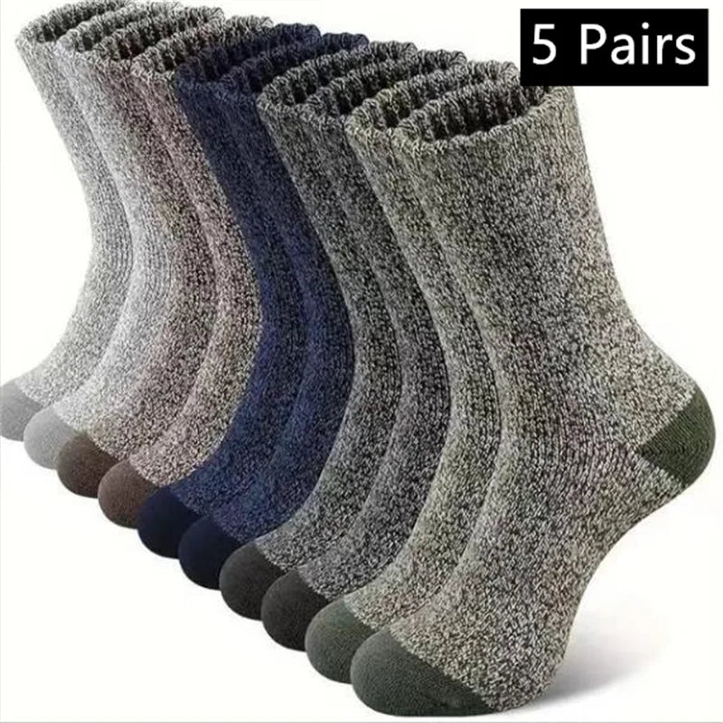 5 Pairs Merino Wool Socks for Man Women , Super Thick Hiking Sock Men's Thermal Socks for Cold Weather Men Woman Snow Socks