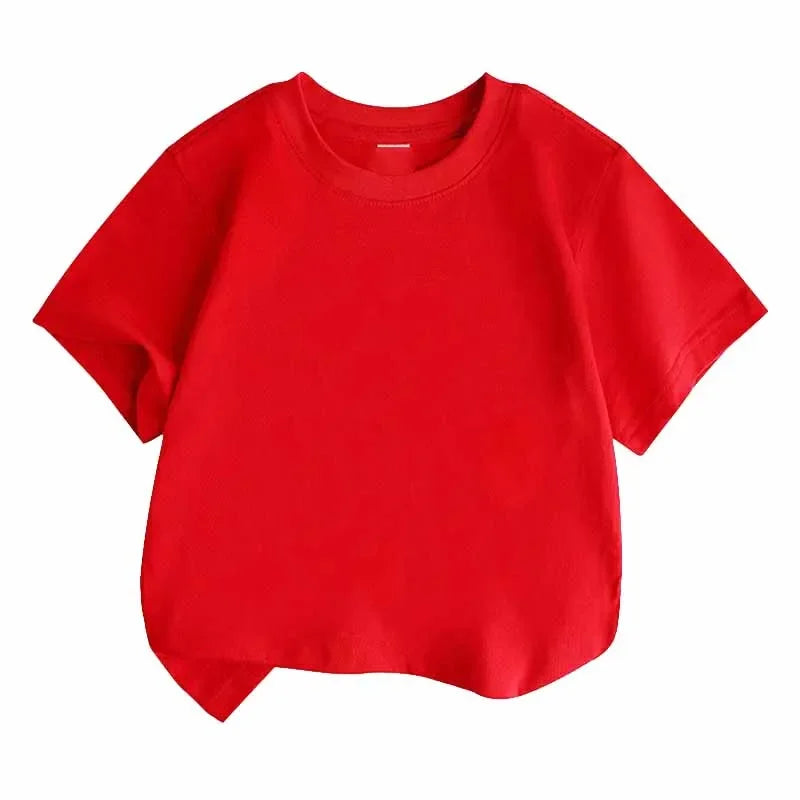 Children Solid Color Short Sleeve T-shirts for Boys Girls Summer Harajuku Minimalist Casual Fashion Tops Kids O-Neck Tees