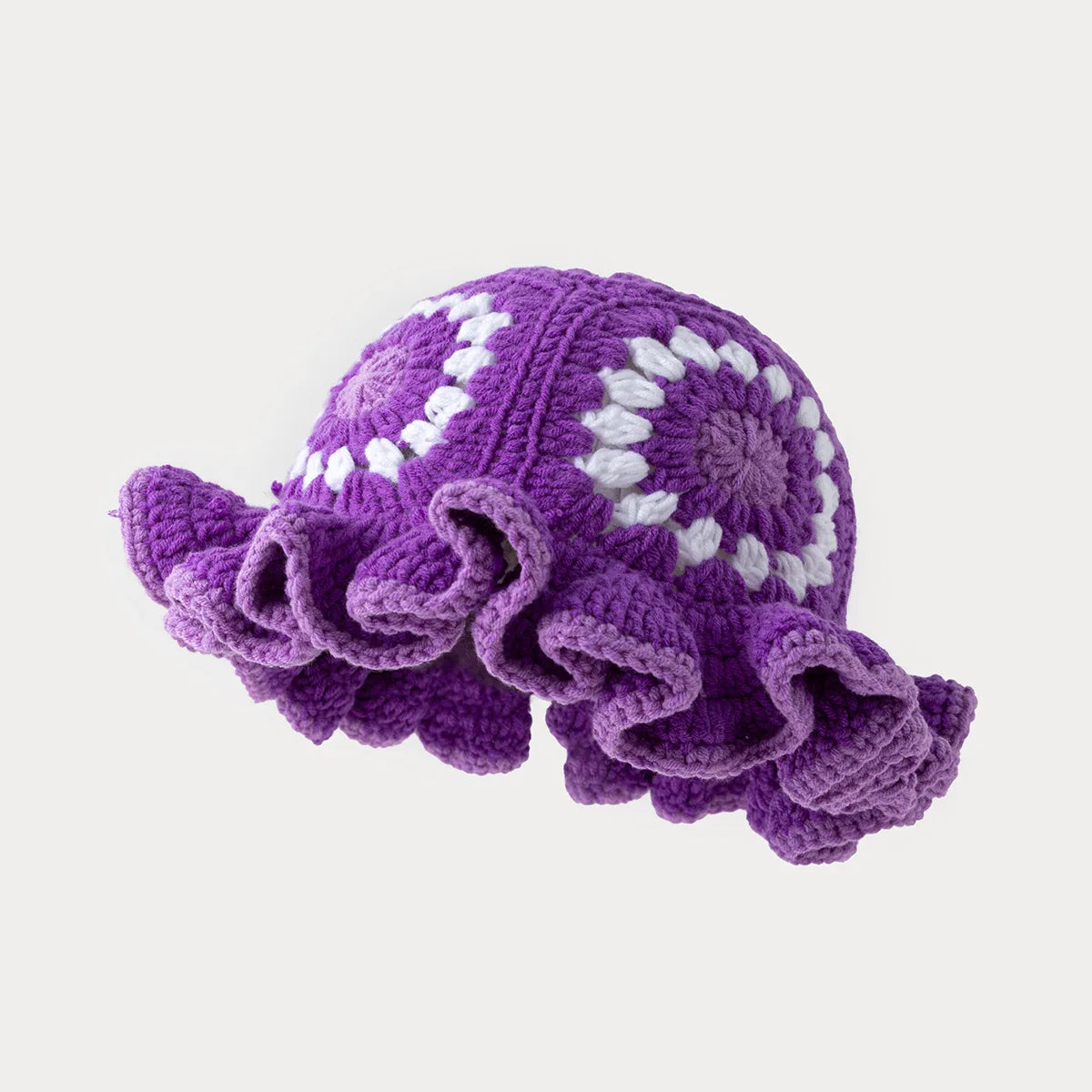 Men's and women's colorful hand crocheted knitted hats with wavy edges and floral patterns,woolen hats suitable for keeping warm