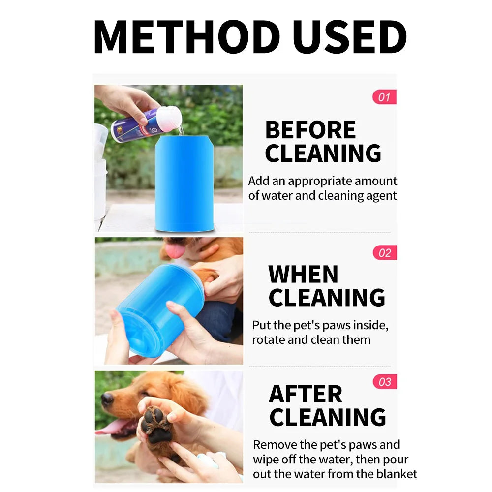 Pet Foot Washing Cup - Soft Silicone Bristles, Deep Cleaning, Convenient and Fast, Suitable for Cats and Dogs, Dog Paw Cleaner -