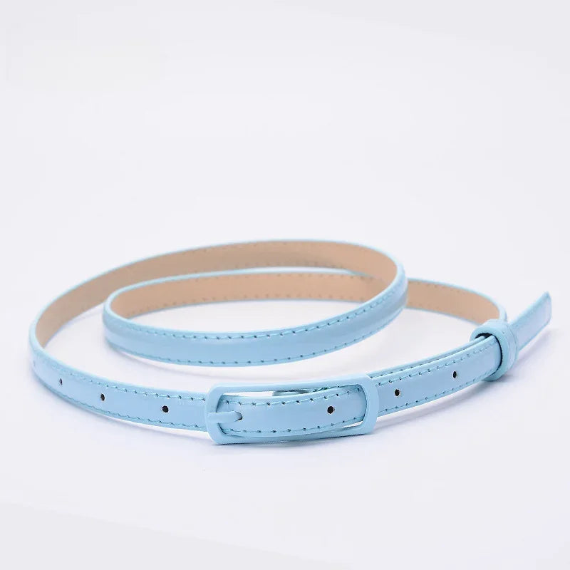 Children Candy Color Belts 1.2cm Super-thin PU Waistbands Simple Solid Color Casual Belts Girl Apparel Accessories