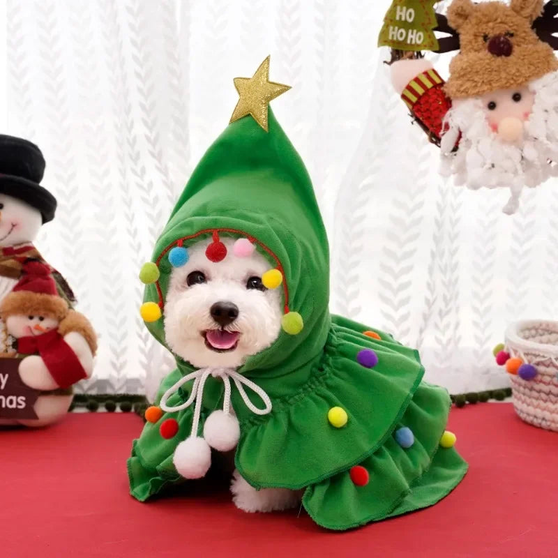 Cute Pet Christmas Clothing Pet Dogs Cats Hoodie Chihuahua Yorkshire Coat Suitable for Small and Medium Sized Puppies Cloak