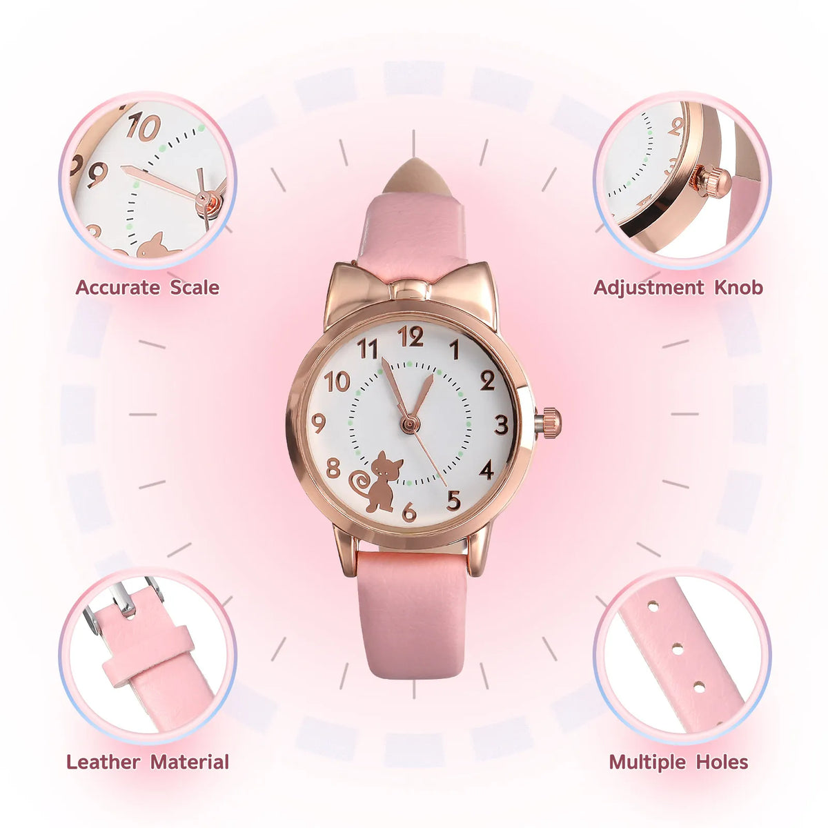 Childs Wrist Watch Kids Quartz Watch With Leather Strap Children's Watches Digital Cartoon Kids Modern Child's For Girls Dainty