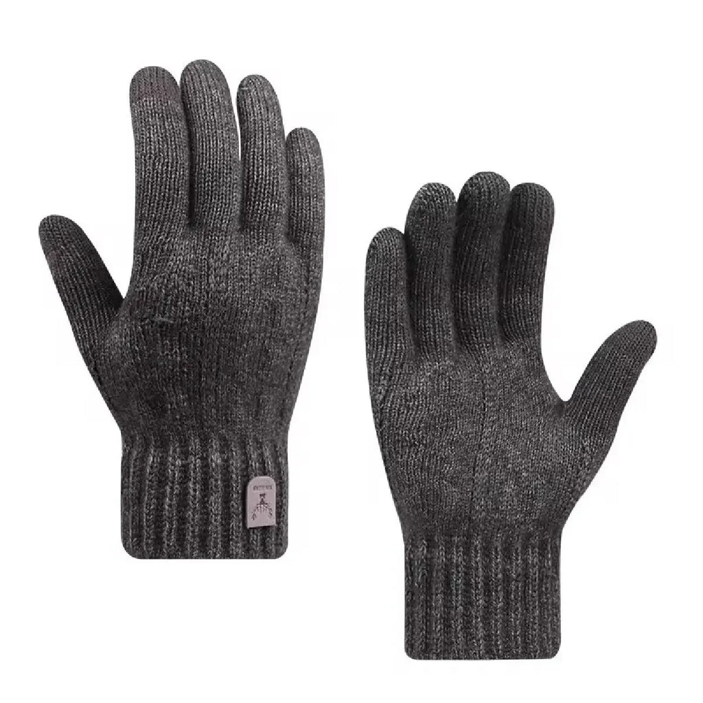 New men's warm gloves for winter touch screen plus velvet thickened cold-proof and warm wool knitted gloves