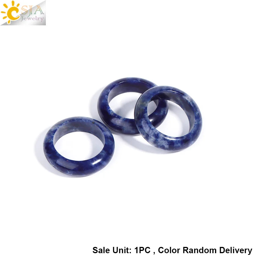 Gem Stone Crystal Band Rings for Men Natural Pink Stone Quartz Red Agates Jaspers Dainty Finger Jade Ring Women Jewelry H474