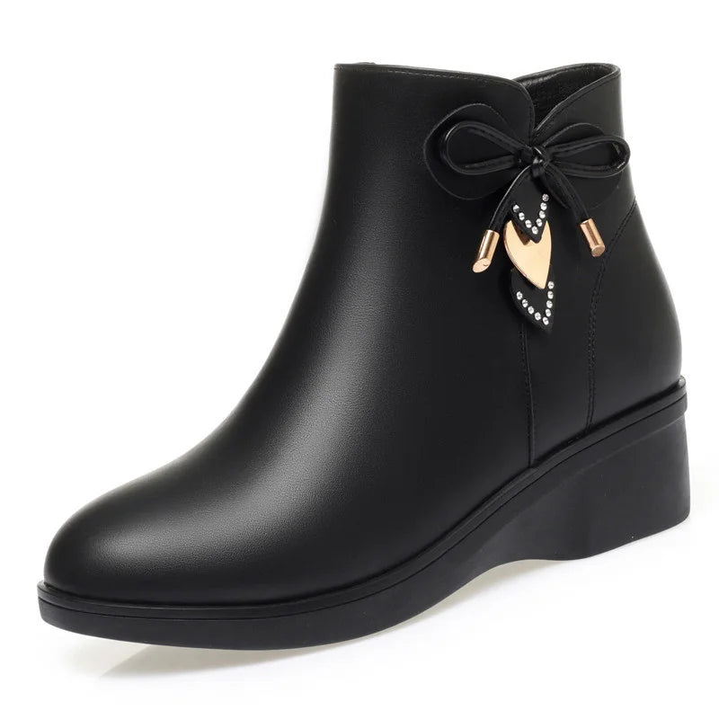 Women's Boots 2023 Winter Cotton Shoes  Bow-knot Ankle Boots for Women Zipper Fashion Boots Platform Mother Boots