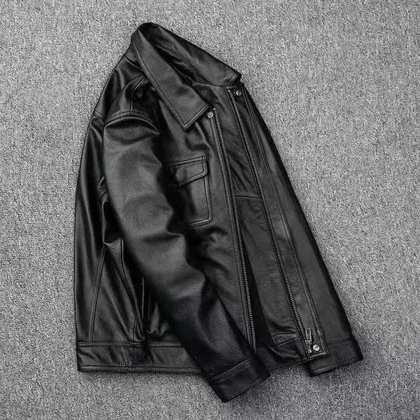 Mens Genuine Leather Jacket High End Motorcycle Biker Coat Autumn Winter New Lapel Style Riding Suit Fashion Real Leather Outerw