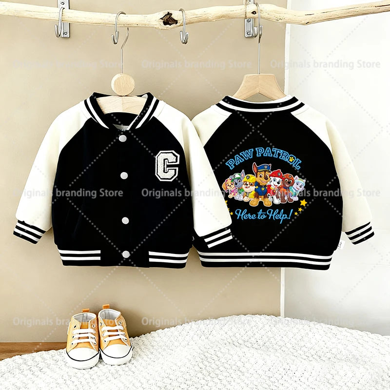Paw Patrols Children Jackets Boys Girls Baseball Coats Kids Embroidered Letters Cardigan Autumn Fashion Outerwear Clothing Gift